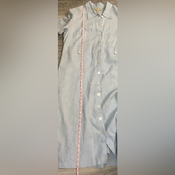 Sweet Jessie Women’s Petite 1X Light Blue Button Down Shirt Dress 100% Linen - Picture 12 of 13